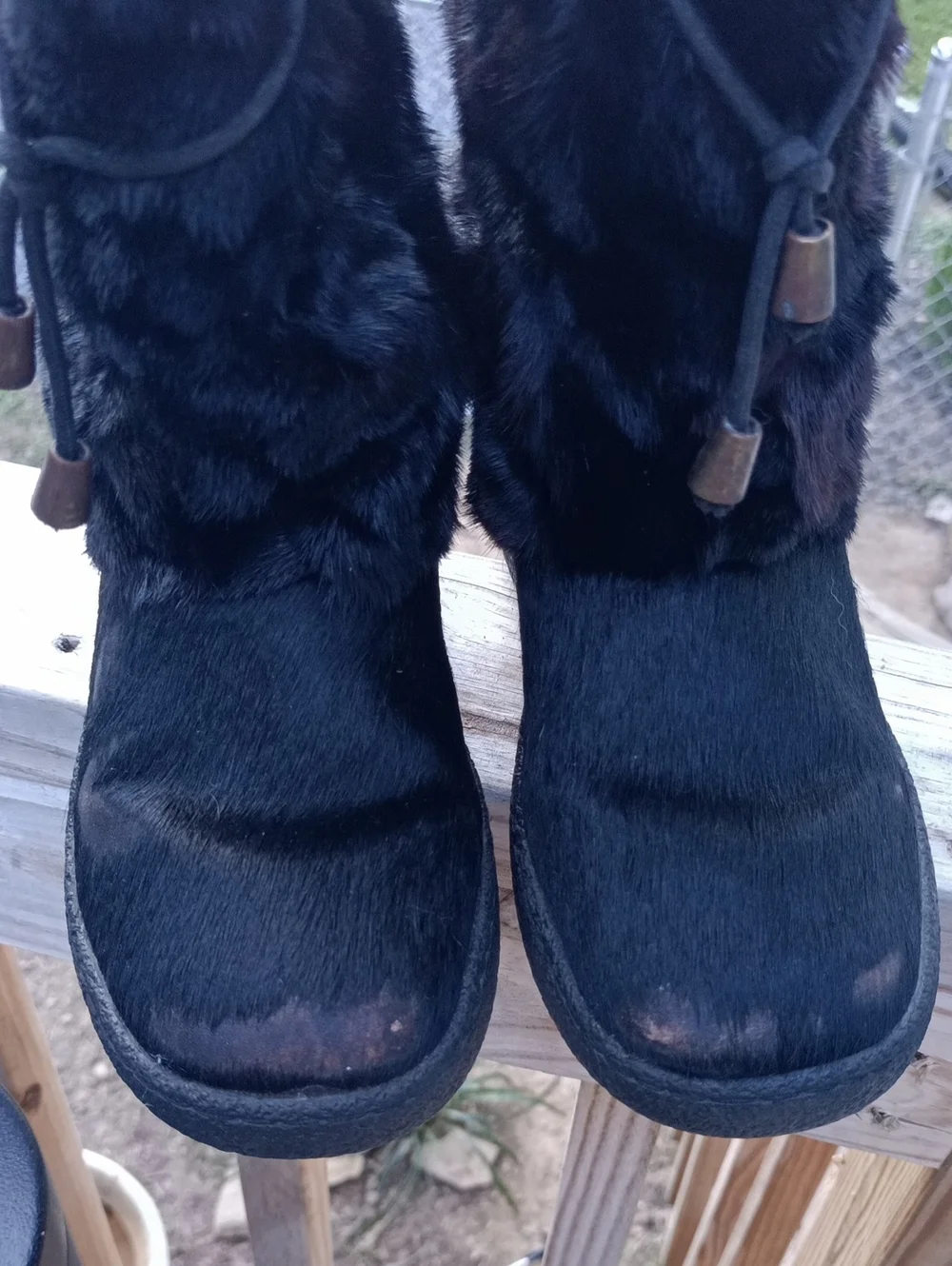 Oscar Beaver Fur Leather Black Boots Made In Italy Size 6 Absolutely Gorgeous.